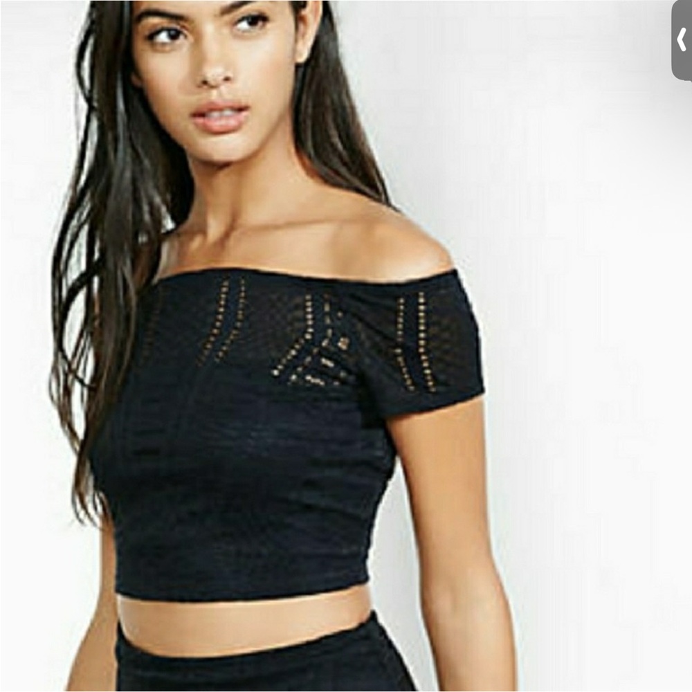 New Express 🖤 Black Geo lace crop tank top Cute Sexy Chic SzL